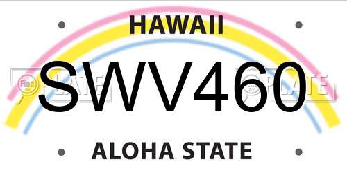 SWV460 Hawaii License Plate