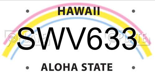 SWV633 Hawaii License Plate