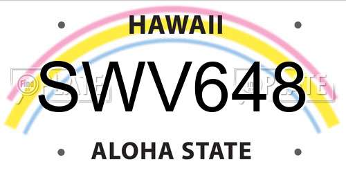 SWV648 Hawaii License Plate