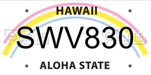 SWV830 Hawaii License Plate
