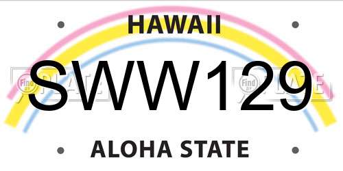 SWW129 Hawaii License Plate