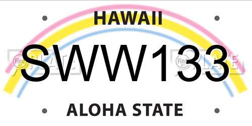 SWW133 Hawaii License Plate