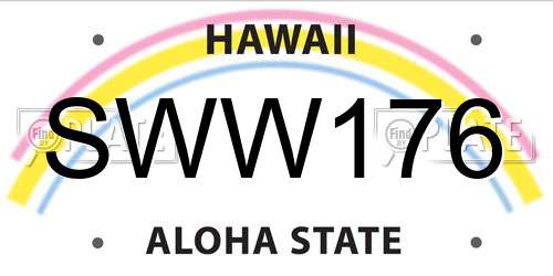 SWW176 Hawaii License Plate