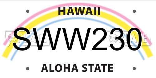 SWW230 Hawaii License Plate