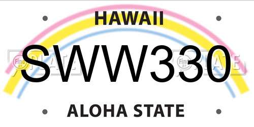 SWW330 Hawaii License Plate