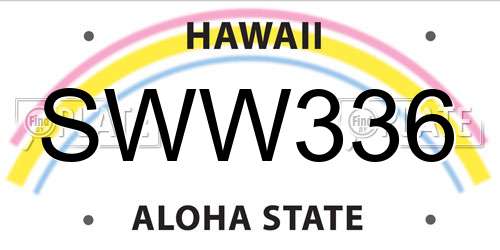 SWW336 Hawaii License Plate