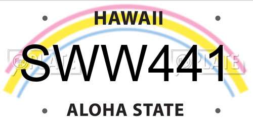SWW441 Hawaii License Plate