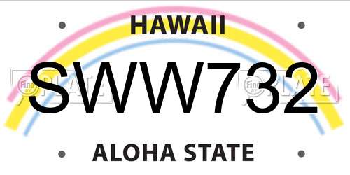 SWW732 Hawaii License Plate