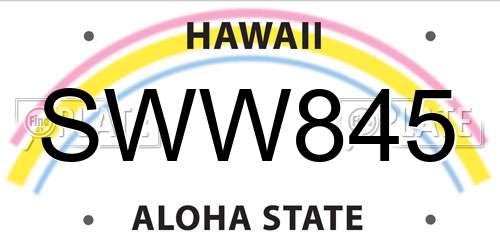SWW845 Hawaii License Plate