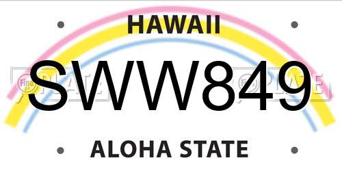 SWW849 Hawaii License Plate