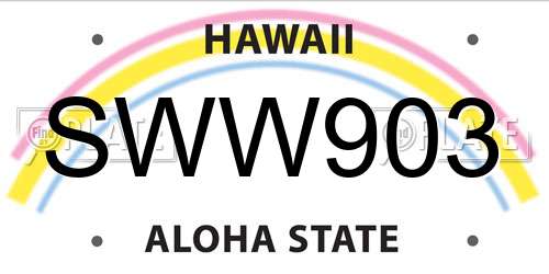 SWW903 Hawaii License Plate