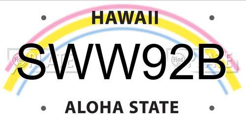 SWW92B Hawaii License Plate