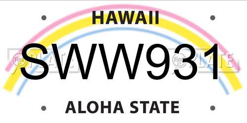 SWW931 Hawaii License Plate