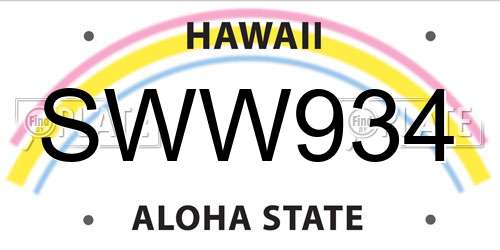 SWW934 Hawaii License Plate