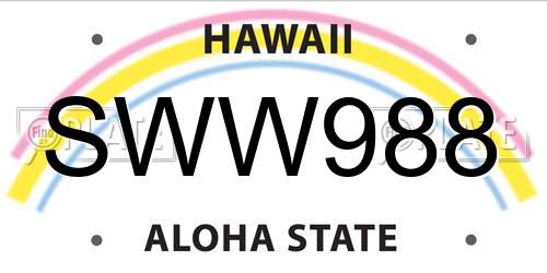 SWW988 Hawaii License Plate