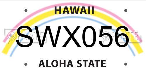 SWX056 Hawaii License Plate