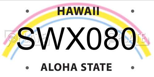 SWX080 Hawaii License Plate