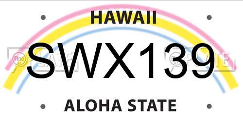 SWX139 Hawaii License Plate