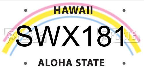 SWX181 Hawaii License Plate