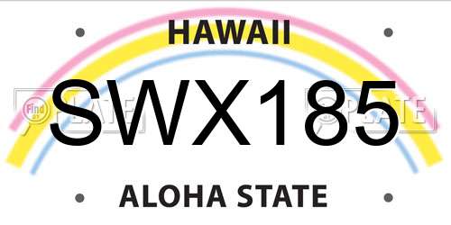 SWX185 Hawaii License Plate