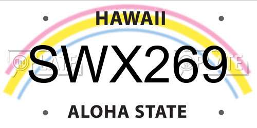 SWX269 Hawaii License Plate