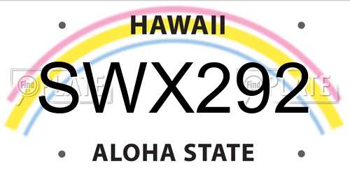 SWX292 Hawaii License Plate
