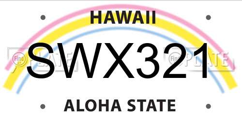 SWX321 Hawaii License Plate