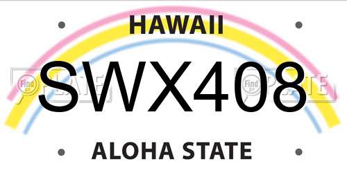 SWX408 Hawaii License Plate