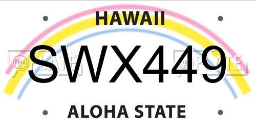 SWX449 Hawaii License Plate