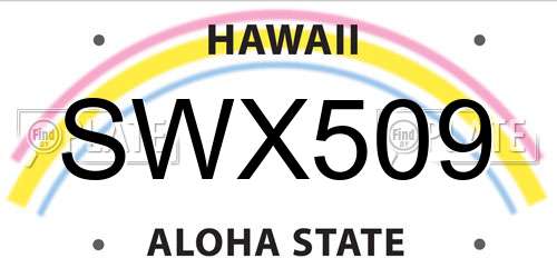 SWX509 Hawaii License Plate