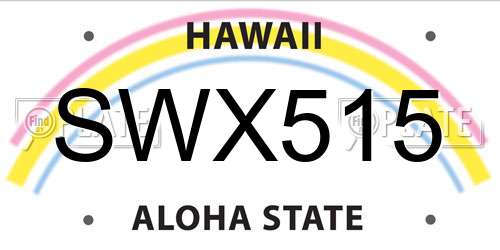 SWX515 Hawaii License Plate