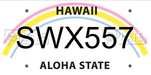 SWX557 Hawaii License Plate