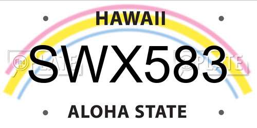SWX583 Hawaii License Plate