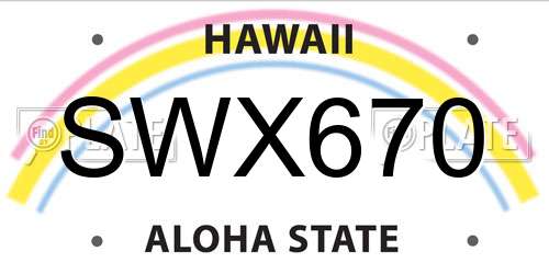 SWX670 Hawaii License Plate