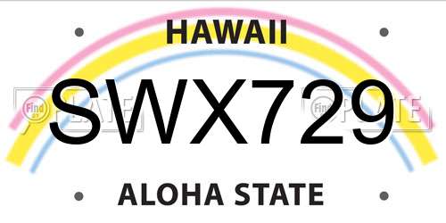 SWX729 Hawaii License Plate