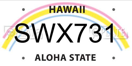 SWX731 Hawaii License Plate