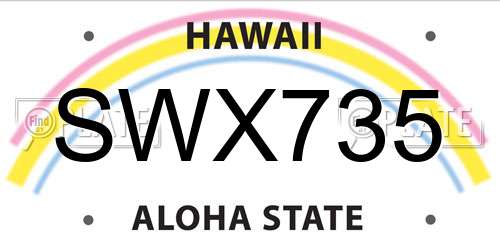 SWX735 Hawaii License Plate