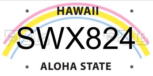 SWX824 Hawaii License Plate