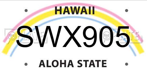 SWX905 Hawaii License Plate