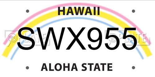 SWX955 Hawaii License Plate