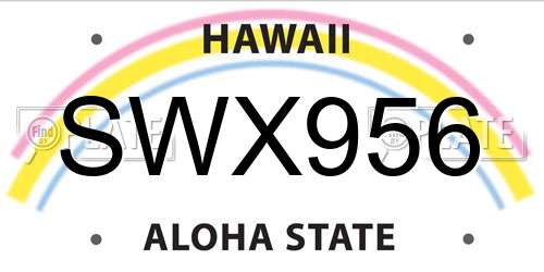 SWX956 Hawaii License Plate