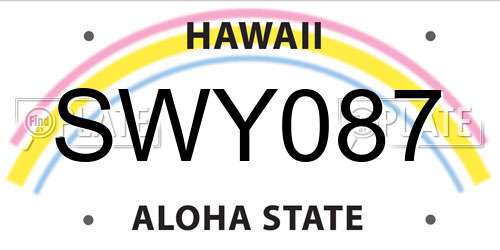 SWY087 Hawaii License Plate