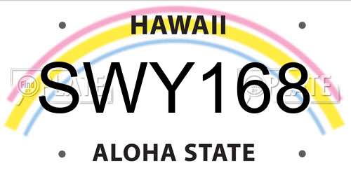 SWY168 Hawaii License Plate