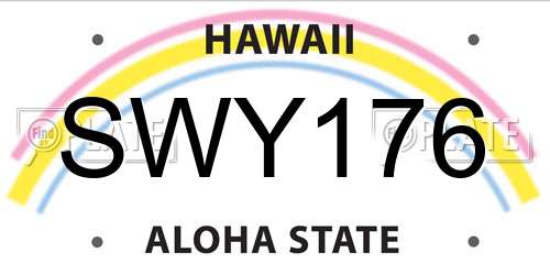 SWY176 Hawaii License Plate