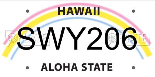 SWY206 Hawaii License Plate