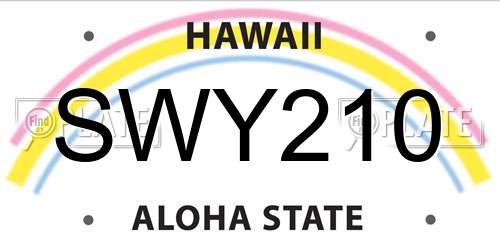 SWY210 Hawaii License Plate