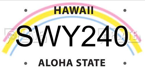 SWY240 Hawaii License Plate