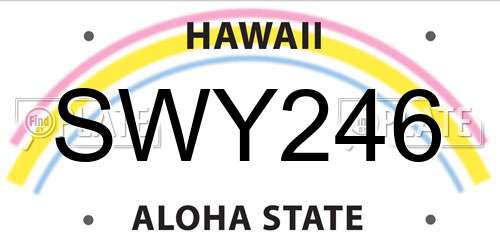 SWY246 Hawaii License Plate