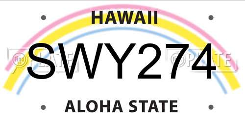 SWY274 Hawaii License Plate