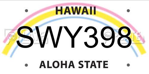 SWY398 Hawaii License Plate